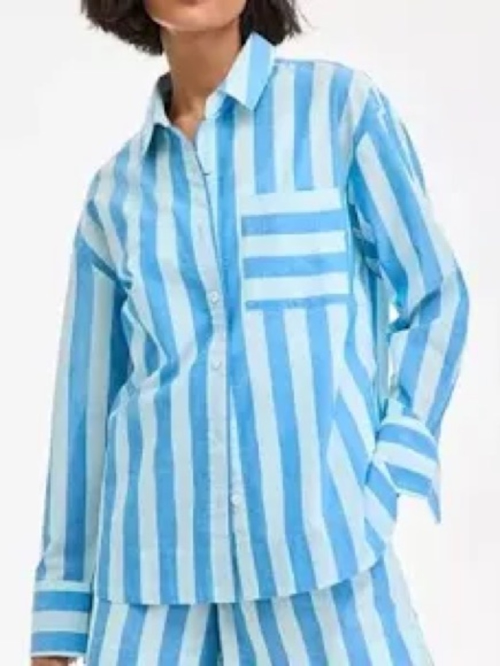 On 34th women's striped long-sleeve casual relaxed silhouette  comfort Size Med